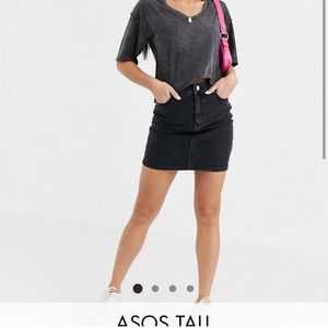 ASOS DESIGN Tall denim original high waisted
skirt in washed black